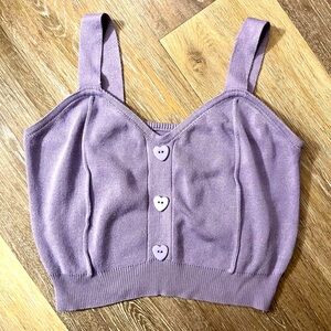 Lavender purple crop tank top heart buttons small